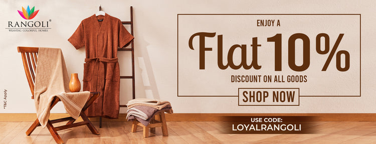 Get 10% Discount on towel, bathrobes, wall stickers , and canvas painting for limited time.