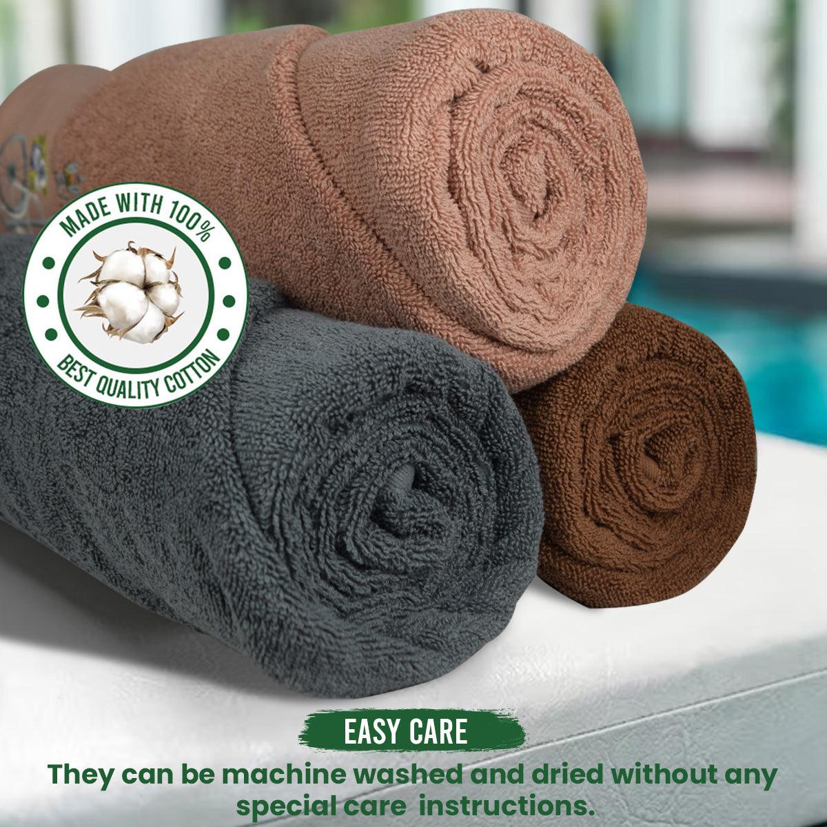 540 GSM Martin Hand Towel Set Of 3 | Ultra Soft & Highly Absorbent Towels | Grey, Peach, Brown - Rangoli