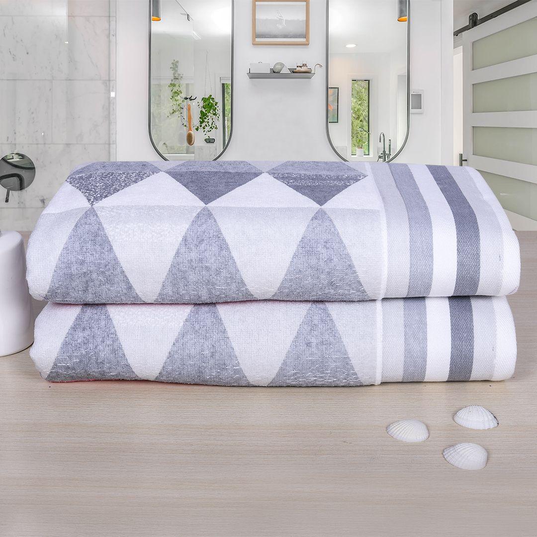 Towel Sets Pink Geometric Towels Buy FABINALIV Set Of Grey Pink