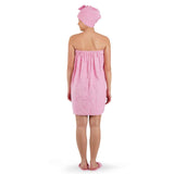 Noble Women Cotton Body Wrap Bath Towel With Shower Cap - Pink