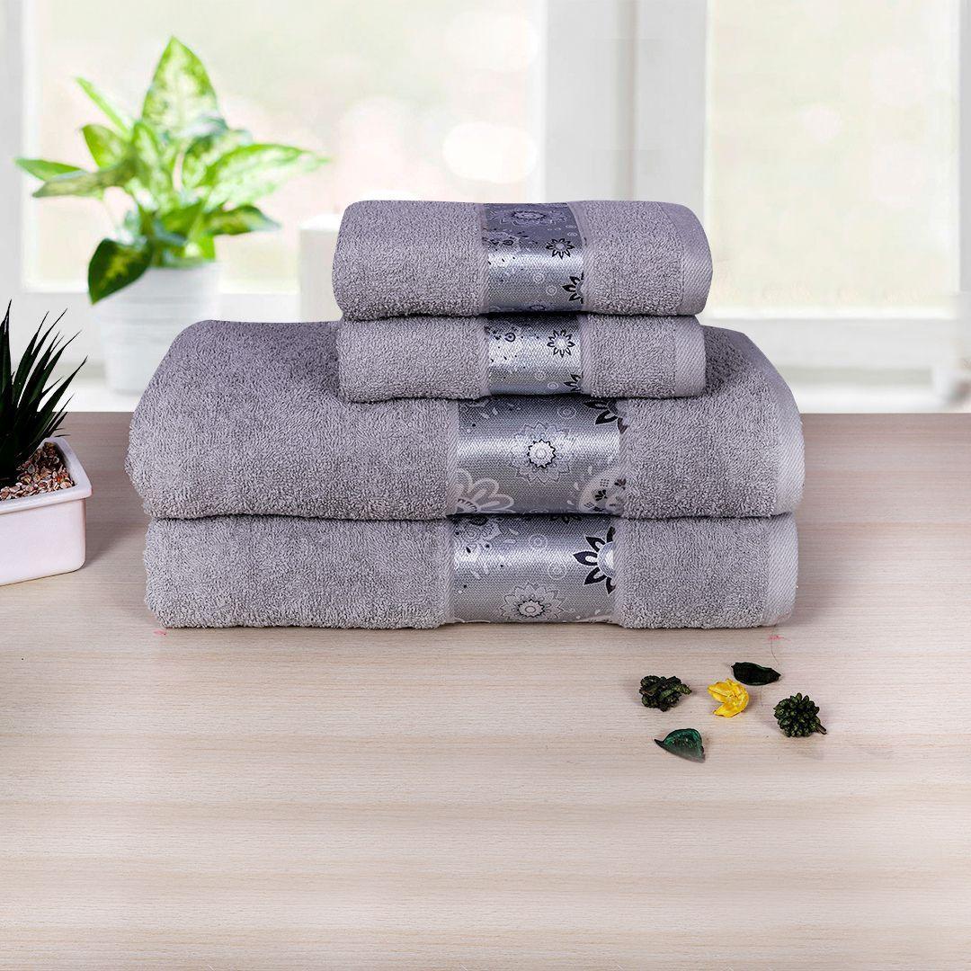 Century 450 GSM Cotton Towel Set of 4 | Super Absorbent, Extra Soft and  Stylish Towels - GREY