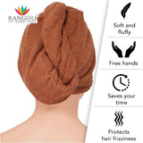 Noble Cotton Hair Wrap Towel - Brown