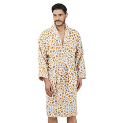 Rangoli Leopard 450 GSM Premium Cotton Bathrobe for Men