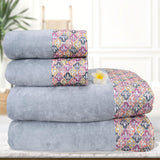 Prima Lace 100% Cotton Bath and Hand Towel Set of 4 | Ultra Soft, Highly Absorbent Luxurious Towels - Rangoli