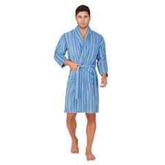 Pinstripe Men 450 GSM Cotton Bathrobe