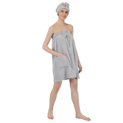 Rangoli Women Cotton Body Wrap Bath Towel With Shower Cap