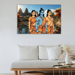 Lord Rama Canvas Wall Painting | Cotton Stretched Canvas - Rangoli