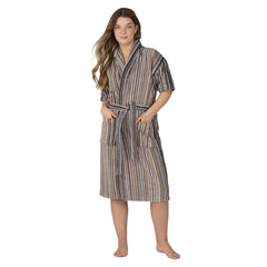 Pinstripe Women 420 GSM Cotton Bathrobe