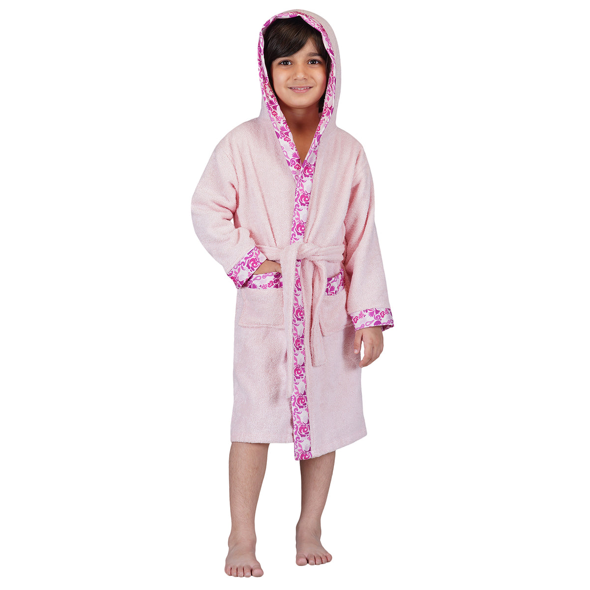 Rangoli Kids Bamboo Hooded Bathrobe | 500 GSM Ultra-Soft & Lightweight | 100% Bamboo Fabric for Gentle Comfort | Highly Absorbent & Breathable | Perfect for Bath, Swim, and Relaxation | Available in Various Sizes