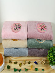 Prima Dream 100% Cotton Hand Towel Set of 6 (Applique Embroidery), 450 GSM