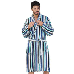 Pinstripe Men 420 GSM Cotton Bathrobe - Rangoli