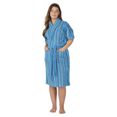 Pinstripe Women 420 GSM Cotton Bathrobe