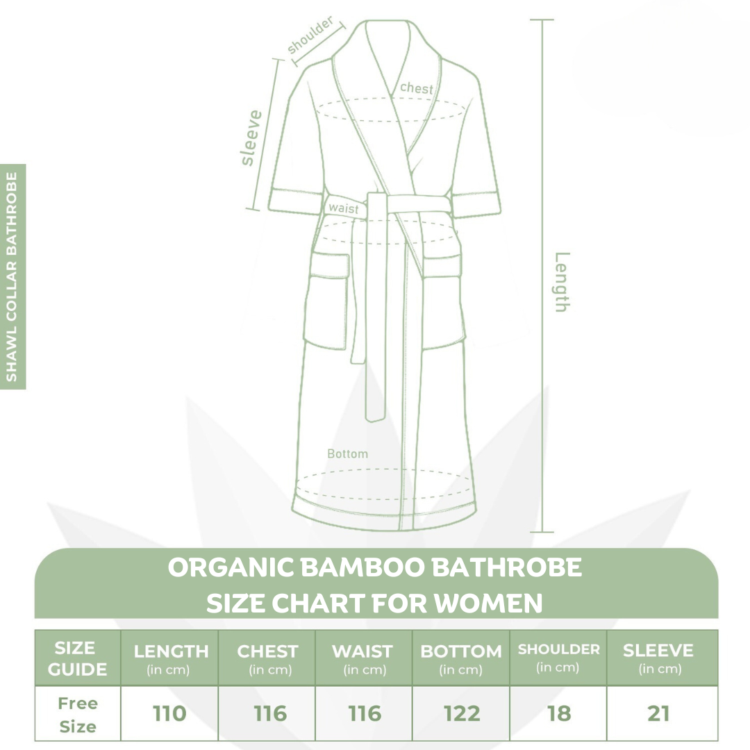 Rangoli Organic Bamboo Bathrobe for Women | Light Grey