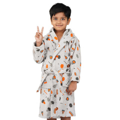 Rangoli Kids Cotton Bathrobe 400 GSM (Pizza Design) for Girls and Boys