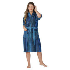 Pinstripe Women 420 GSM Cotton Bathrobe