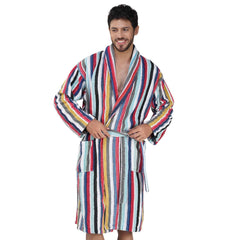 Pinstripe Men 420 GSM Cotton Bathrobe - Rangoli