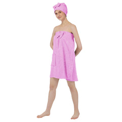 Rangoli Women Cotton Body Wrap Bath Towel With Shower Cap