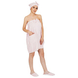 Rangoli Women Cotton Body Wrap Bath Towel With Shower Cap