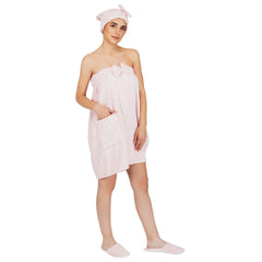 Rangoli Women Cotton Body Wrap Bath Towel With Shower Cap