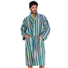 Pinstripe Men 420 GSM Cotton Bathrobe - Rangoli