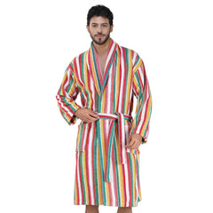 Pinstripe Men 420 GSM Cotton Bathrobe - Rangoli