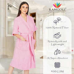 Rangoli Noble Cotton Adult Bathrobe for Women 400 GSM