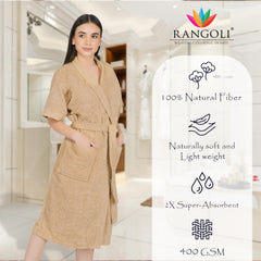 Rangoli Noble Cotton Adult Bathrobe for Women 400 GSM