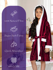 Rangoli Tonal 100% Cotton  Hooded Kids Bathrobe 400 GSM for Gils and Boys