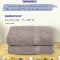 Trio 100% Cotton Bath Towel Set of 2 (550 GSM)