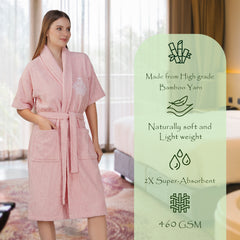 Rangoli Royal Bamboo Bathrobe for Women | Eco-Friendly, Ultra-Soft & Lightweight | 100% Bamboo Fiber | Highly Absorbent, Breathable & Gentle on Skin |