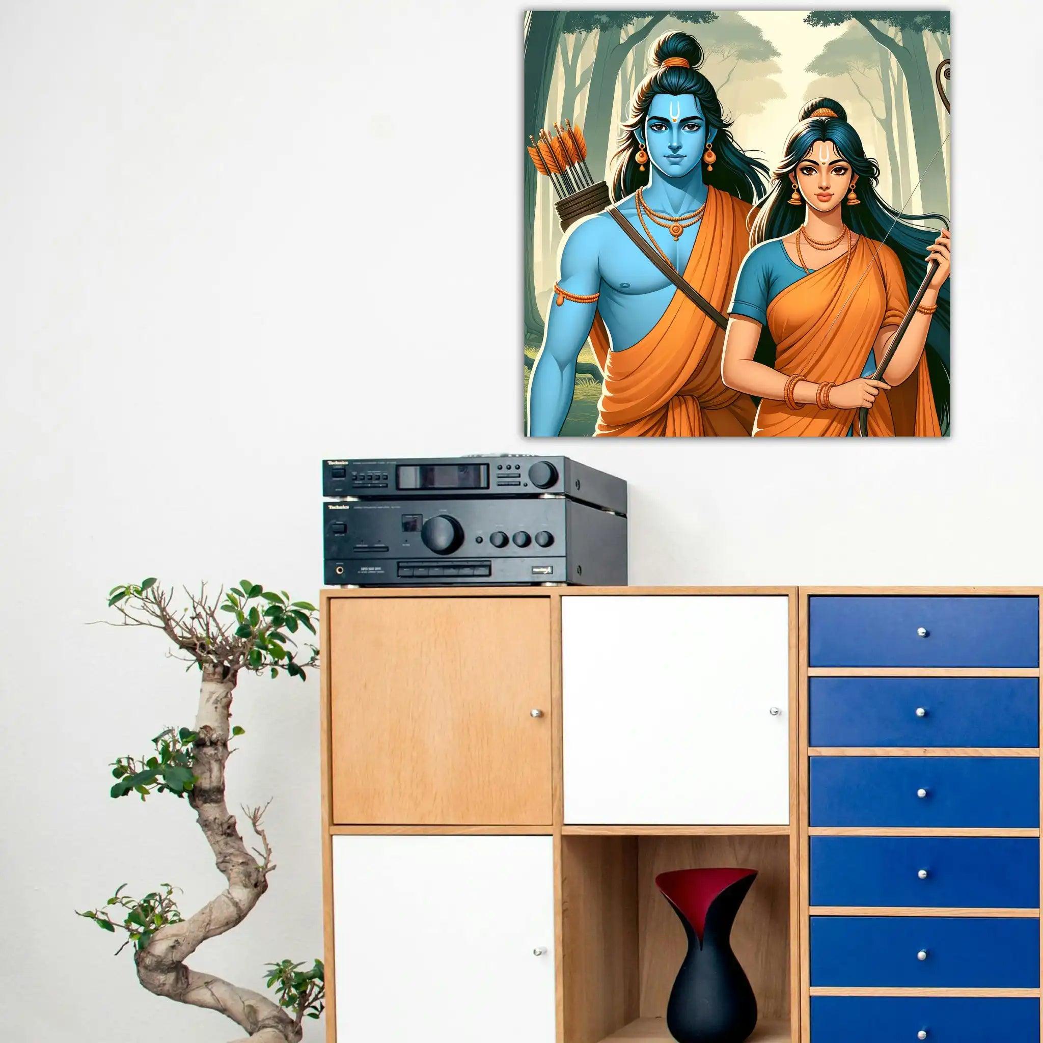 Sita Ram Canvas Wall Painting | Cotton Stretched Canvas