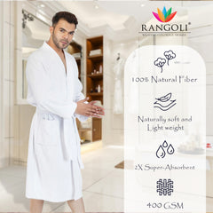 Rangoli Noble Cotton Adult Bathrobe for Men 400 GSM