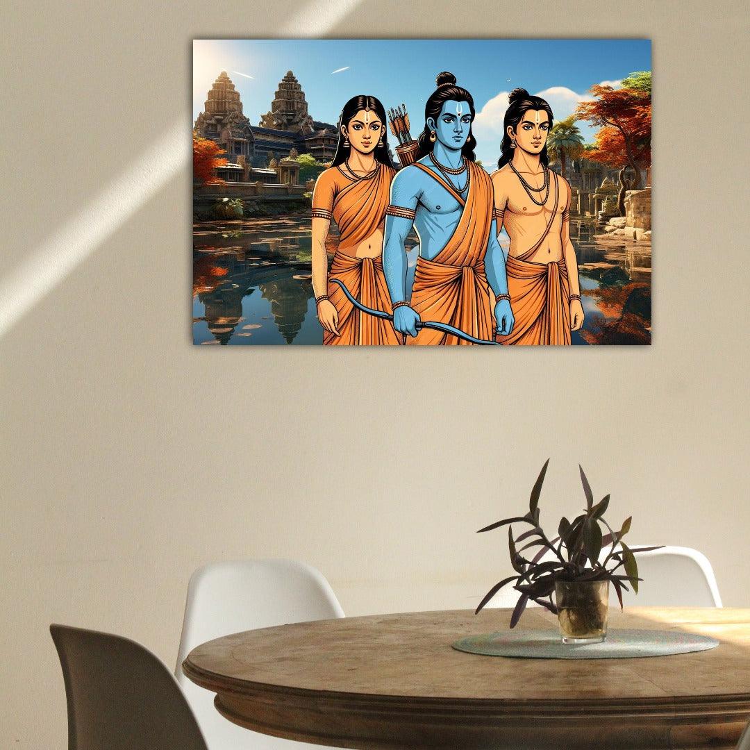 Lord Rama Canvas Wall Painting | Cotton Stretched Canvas - Rangoli