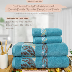 Morgan 470 GSM 100% Cotton 2 Bath & 2 Hand Towel Set