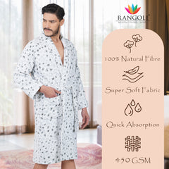 Rangoli Leopard 450 GSM Premium Cotton Bathrobe for Men