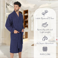 Rangoli Noble Cotton Adult Bathrobe for Men 400 GSM