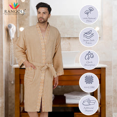 Rangoli Sakura Cotton Adult Bathrobe for Men 420 GSM