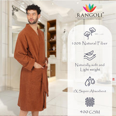 Rangoli Noble Cotton Adult Bathrobe for Men 400 GSM