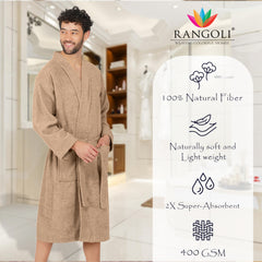 Rangoli Noble Cotton Adult Bathrobe for Men 400 GSM