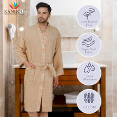 Rangoli Sakura Cotton Adult Bathrobe for Men 550 GSM