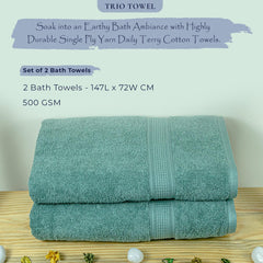 Trio 100% Cotton Bath Towel Set of 2 (550 GSM)