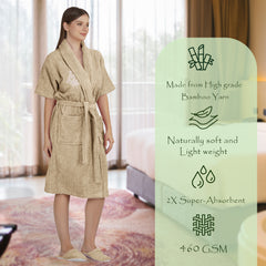 Rangoli Royal Bamboo Bathrobe for Women | Eco-Friendly, Ultra-Soft & Lightweight | 100% Bamboo Fiber | Highly Absorbent, Breathable & Gentle on Skin |