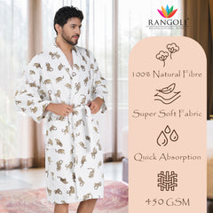 Rangoli Jaguar Cotton Bathrobe for Men