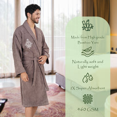 Rangoli Royal Bamboo Bathrobe for Men | Ultra-Soft & Lightweight | 100% Bamboo Fabric | Highly Absorbent, Eco-Friendly & Breathable