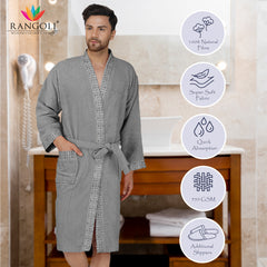 Rangoli Sakura Cotton Adult Bathrobe for Men 420 GSM