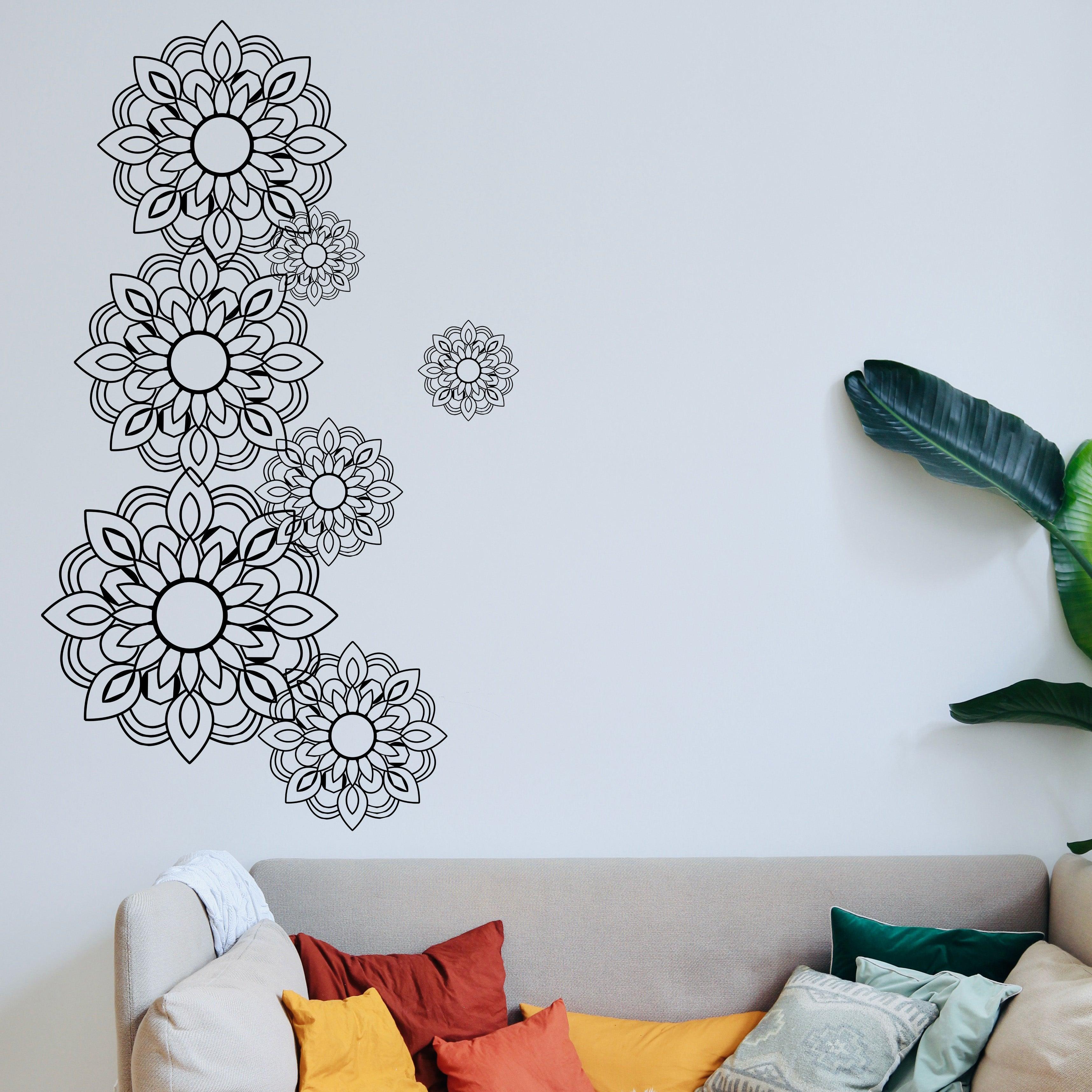 Symmetrical Floral Design Wall Sticker (100 x 60 cm) - Rangoli