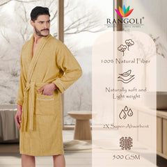 Rangoli Sunshine 500 GSM Cotton Bathrobe For Men