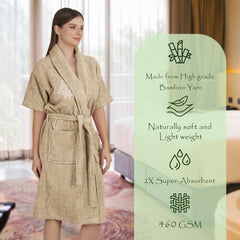 Rangoli Royal Bamboo Bathrobe for Women | Eco-Friendly, Ultra-Soft & Lightweight | 100% Bamboo Fiber | Highly Absorbent, Breathable & Gentle on Skin |