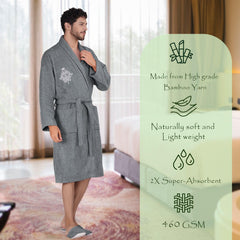 Rangoli Royal Bamboo Bathrobe for Men | Ultra-Soft & Lightweight | 100% Bamboo Fabric | Highly Absorbent, Eco-Friendly & Breathable