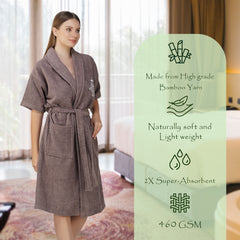 Rangoli Royal Bamboo Bathrobe for Women | Eco-Friendly, Ultra-Soft & Lightweight | 100% Bamboo Fiber | Highly Absorbent, Breathable & Gentle on Skin |